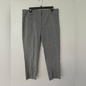 J Jill Pants Size 12 Cropped Ankle Black White Geometric Print Pockets Workwear